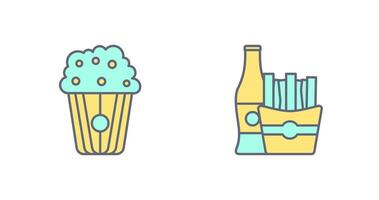 Pop corn and French  Icon vector