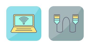 Connected Laptop and Internet Cable Icon vector