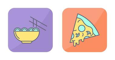 Chinese food and Pizza Icon vector