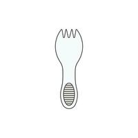 Kids drawing Cartoon Vector illustration plastic spork Isolated in doodle style