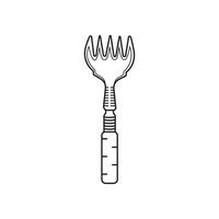 Hand drawn Kids drawing Cartoon Vector illustration oyster fork wooden handle Isolated in doodle style