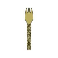 Kids drawing Cartoon Vector illustration bamboo fork Isolated in doodle style