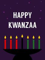 Happy Kwanzaa vertical vector social media story template with the symbols of African Heritage - kinara candles, stars.