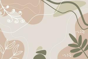 Modern abstract background in earthy tones with botanical elements. Vector fashion backgrounds. For banner, poster, flyer, mobile app or web banner background