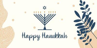 Happy Hanukkah greeting card with menorah. Candles. Vector illustration. Let the light shine every day of your life.