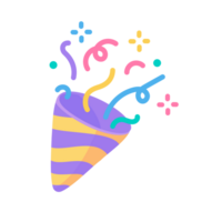 Party poppers explode confetti at birthday party events. png