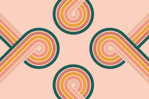 Groovy abstract rainbow swirl background. Retro 1960s and 1970s vector design style. Sun and rainbow swirl pattern,   textured wavy shapes design, banner, vintage poster vibes, Funky ray elements.