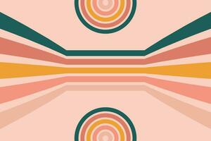 Groovy abstract rainbow swirl background. Retro 1960s and 1970s vector design style. Sun and rainbow swirl pattern,   textured wavy shapes design, banner, vintage poster vibes, Funky ray elements.