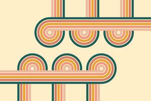 Groovy abstract rainbow swirl background. Retro 1960s and 1970s vector design style. Sun and rainbow swirl pattern,   textured wavy shapes design, banner, vintage poster vibes, Funky ray elements.