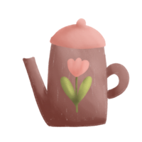 a brown tea kettle with a handle on it png