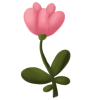 a cartoon flower with leaves and a brown spot png