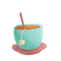 a cup of tea with a straw on top of it png