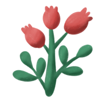 a cartoon flower with leaves and a brown spot png