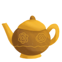 une marron thé bouilloire avec une manipuler sur il png