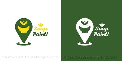 Sup point logo design illustration. Silhouette of food stall culinary cooking local traditional soup point map navigation restaurant cafe dinner. Simple flat icon minimalist modern creative subtle. vector