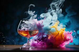 Precision liquid nitrogen cocktail artistry background with empty space for text photo