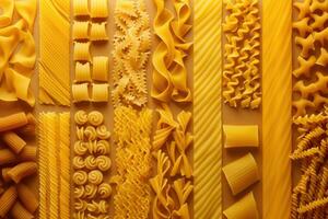 Visually striking pasta texture variations isolated on a gradient background photo