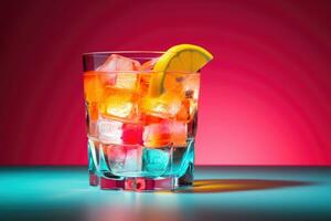 Innovative infusion technique showcasing a colorful cocktail isolated on a gradient background photo