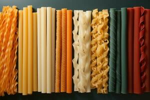 Visually striking pasta texture variations isolated on a gradient background photo