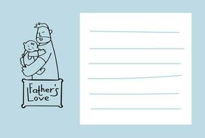 Father day greeting card, note page on blue background vector