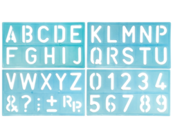 four blue alphabet rulers of different sizes, from small to large png