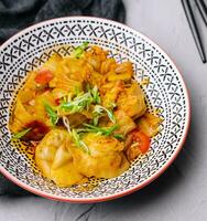 Close-up of chinese dumplings on plate photo
