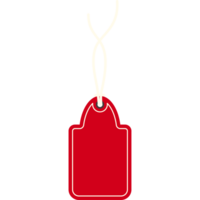 Isolated Empty Red Price Tag Hanging Label PNG