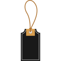 Isolated Empty Black Price Tag Hanging Label PNG