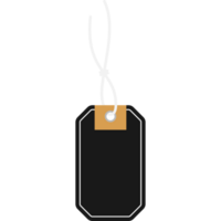 Isolated Empty Black Price Tag Hanging Label PNG