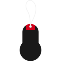 Isolated Empty Black Price Tag Hanging Label PNG