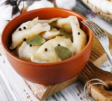 Dumplings with pepper and Bay leaf photo