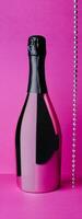champagne bottle on pink background photo