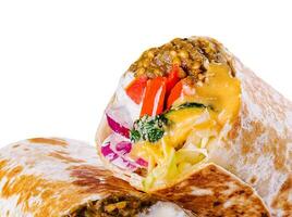 vegetarian halfs of shawarma sandwich roll photo