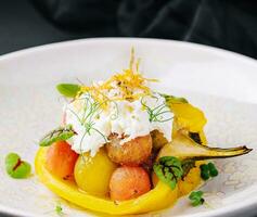 Vegetable salad with grilled peppers and cherry tomatoes photo