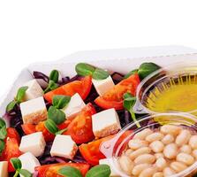 bean, tomato, cucumber, red cabbage and honey photo