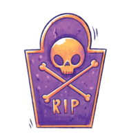 Halloween Spooky RIP Sign in Purple and Yellow Colors png