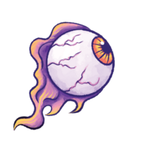 Halloween Spooky Whimsical Style Fire Eyeball for Creepy Fun png