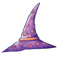 Spooky Witch Hat in Halloween's Whimsical Purple and Yellow Style png