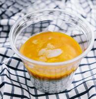 Chia seeds pudding with mango puree photo