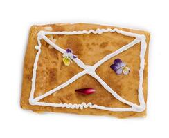 pancake concept with sour cream face photo