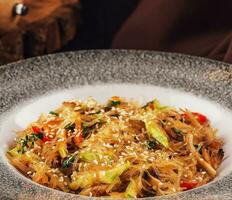 Asian dish glass noodles with vegetables photo