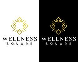 Letter W monogram square geometric wellness logo design. vector