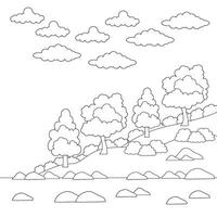 Design Nature Landscape Outline Coloring Page vector