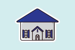 House Building Sticker vector illustration. Building and landmark object icon concept. Beautiful minimalist home front view with roof sticker design logo with shadow.