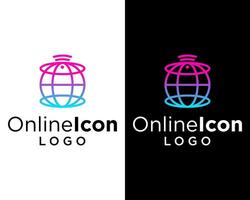 en línea mundo sitio web Internet logo diseño. vector