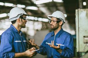 engineer staff worker male stress upset quarrel while talking with supervisor team about conflict and unsolve problems in workplace photo