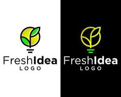 Smart light bulb natural leaf fresh logo design. vector