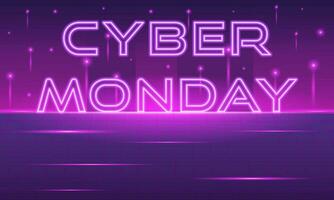 Cyber Monday discount offer futuristic banner vector