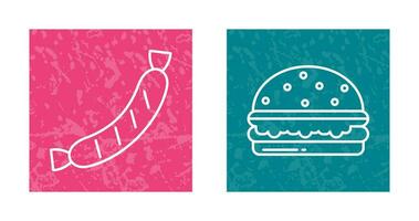 salchicha y hamburguesa icono vector