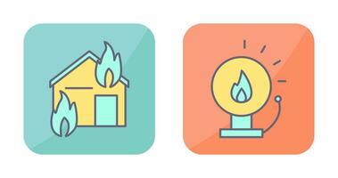 fire consuming house and fire alert  Icon vector